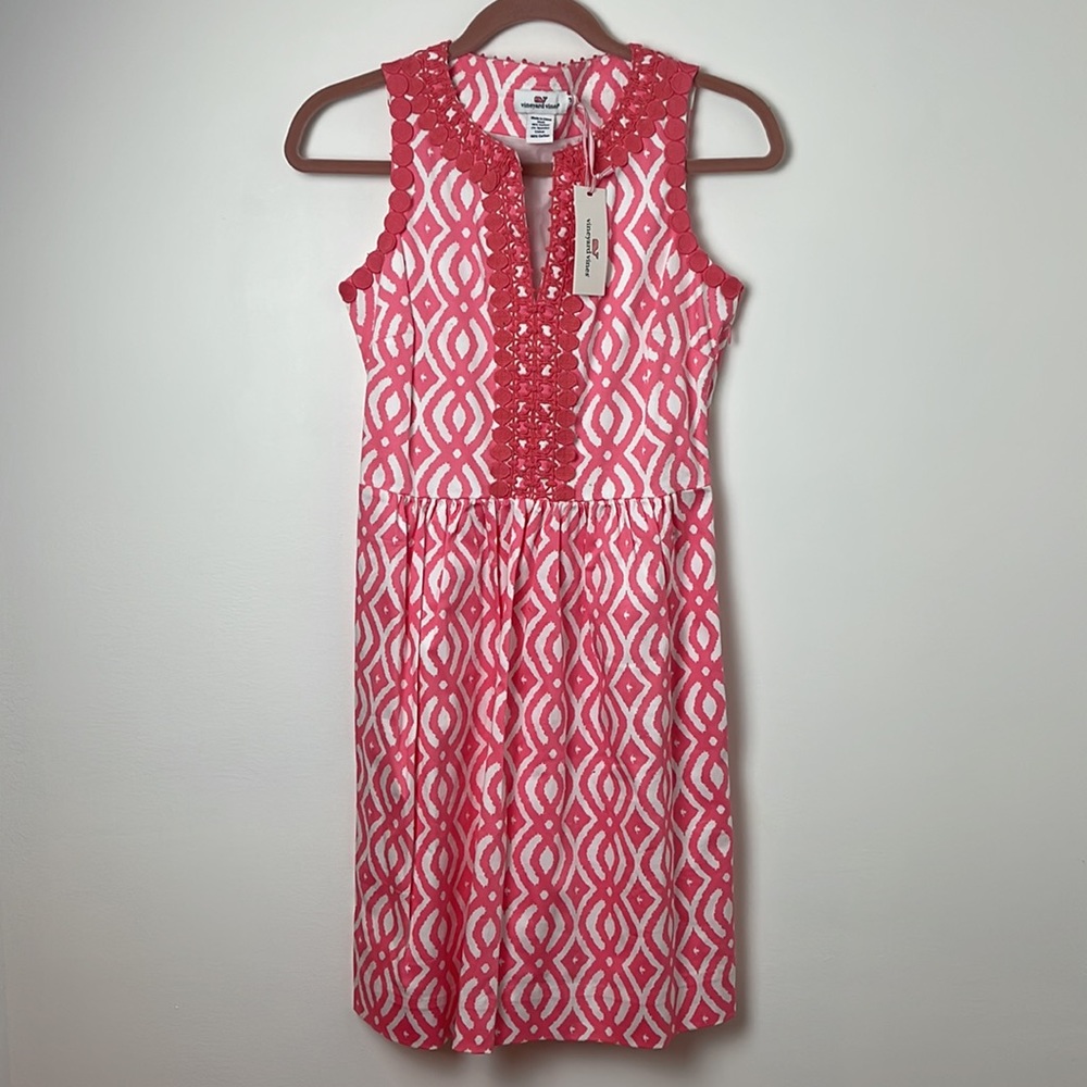 NEW Vineyard vines coral Embroidered lettice dress size 2 - Picture 4 of 6